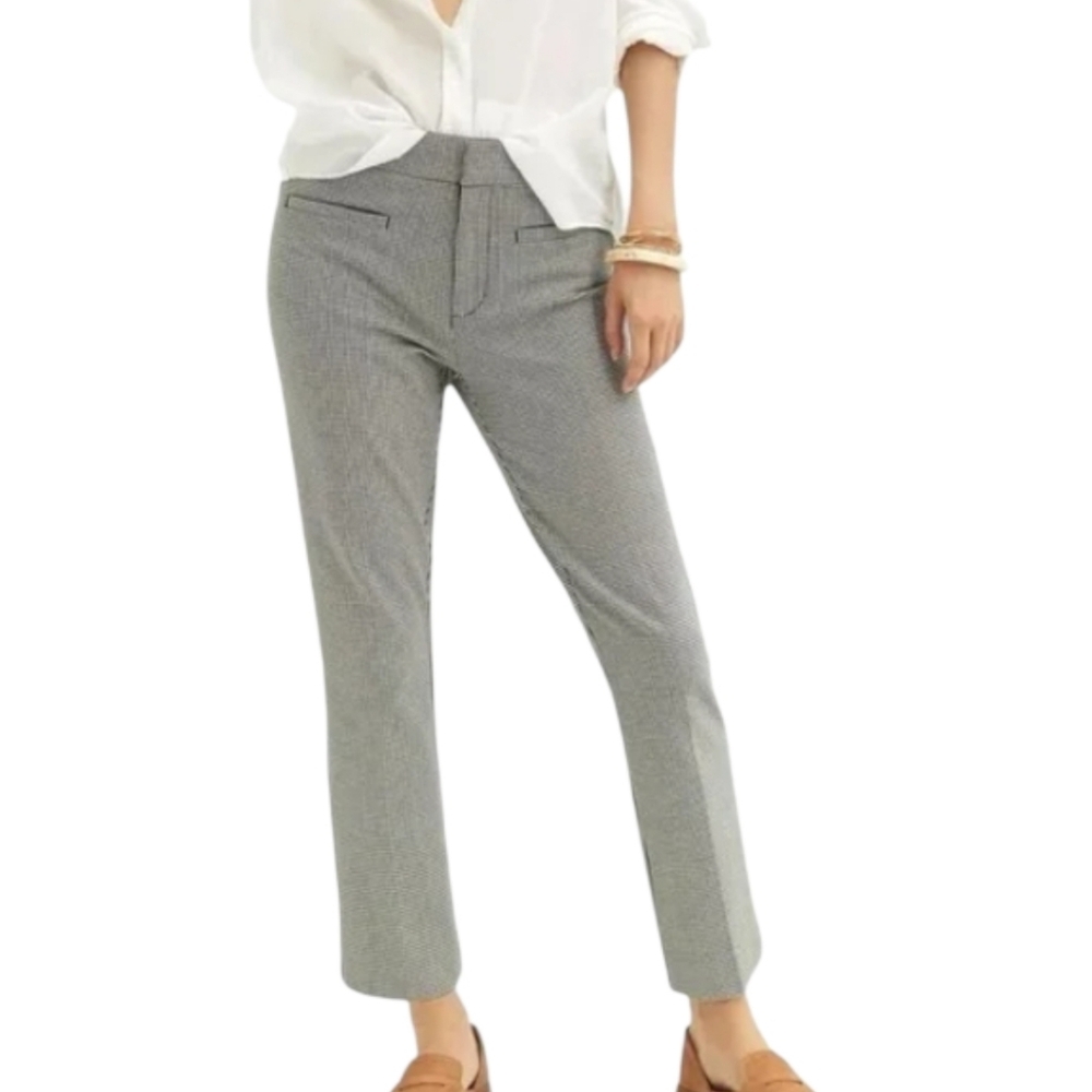 NWOT Anthropologie Cropped Essential Flare Pants Black & White Houndstooth